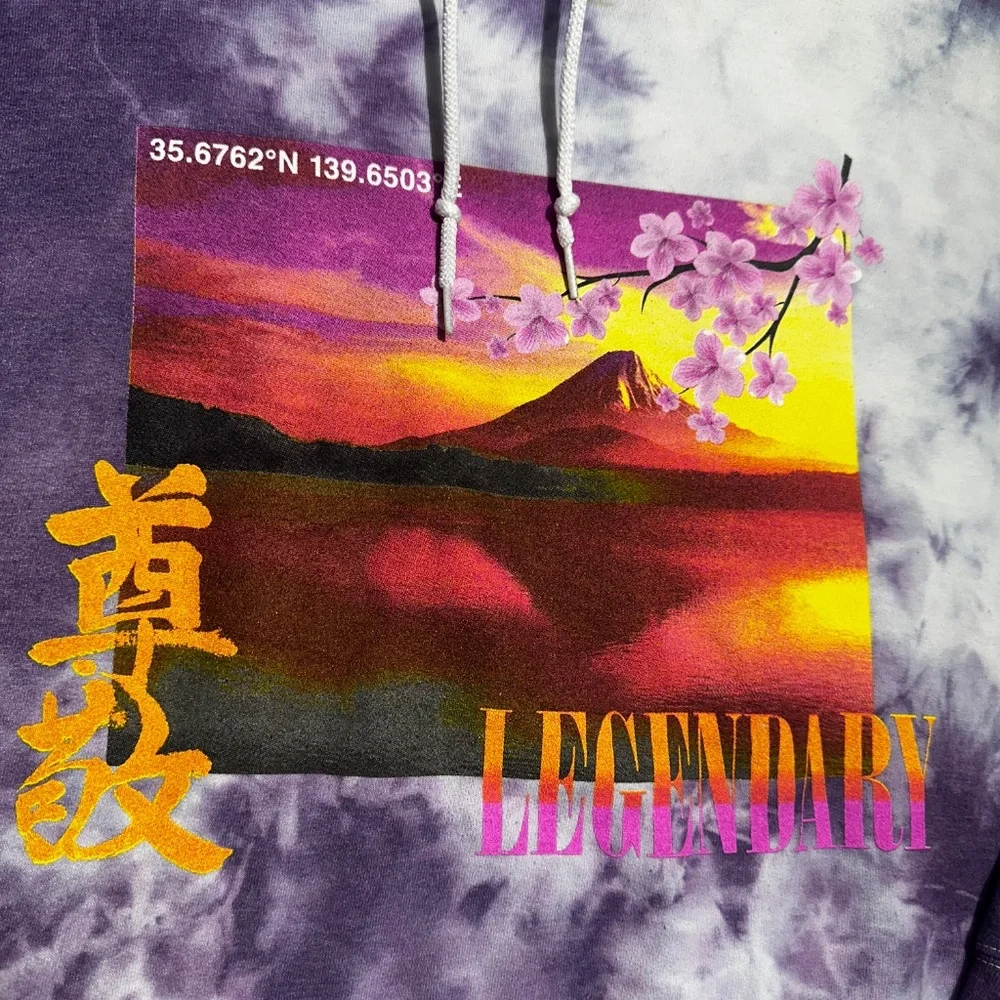 Popular Poison Legendary Mt. Fuji Tie-Dye Hoodie Purple White 2XL Japan Streetwe - Picture 2 of 9